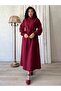 Long Burgundy Casual Stamp Dress