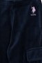 Girl's Navy Blue Velvet Corded Fabric Pocket Detailed Sweatpants 50272419-Vr033 - 4