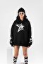 816 Stars Printed Oversize Unisex Black Hoodie - 3