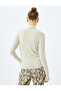 Long Sleeve Asymmetrical Neck Tie Detail Slim Fit T-Shirt - 4