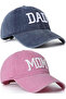 Mom & Dad 2 Pairs of Double-Wash Hats