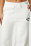 Women's Columb Thick Inside Fleece Embroidered Straight Cut Ecru Sweatpants - 5