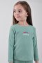 100% Cotton Kindness and Heart Embroidered Girls' Sweatshirt Çağla - 2