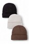 Unisex Folded Black, white, gray 3-Piece Beret Set