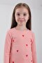100% cotton girl's sweatshirt with small heart embroidery - salmon - 3