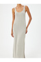 Long Pencil Dress Thick Straps U Neck Textured Viscose Fabric Blended - 5