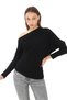 Women's One Shoulder Boat Neck Steel Thick Black Blouse