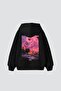 Summer Love Back Printed Oversize Unisex Black Hoodie