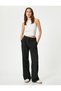 Wide Leg Fabric Trousers High Waist Pocket Pleat Detailed - 2