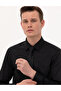 Black 100% Cotton Shiny Satin Slim Fit Long Sleeve Basic Shirt 50268201-Vr046 - 2