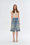 Light Blue Tint Side Pocket Denim Baggy Jeans Shorts - 100% Cotton