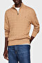 Men's Stand Collar Cotton Pullover - Half Zip, Regular Fit Mw0Mw36532 Rbc