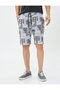 Shorts Tie Waist Pocket Cotton Ethnic Patterned - 3