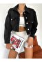 Trend Siyah Crop Kot Ceket - 3