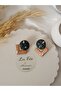 Custom Design Black-Metallic Bronze Steel Earrings - Handmade Polymer Clay Earrings - 6