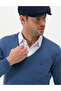 Indigo Melange Slim Fit V-Neck Basic Knitwear Sweater 50276536-Vr155 - 2