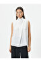 Draped Collar Blouse Sleeveless - 3