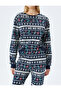 Christmas Themed Printed Cotton Pajamas Set - 5