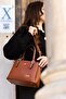Women's Long Strap Simple Stylish Shoulder and Hand Bag with 4 Compartments and Gold Accessories - 5
