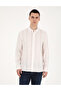 Light Pink Linen Blended Regular Fit Long Sleeve Shirt 50283522-Vr078 - 3