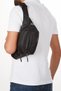 Men's Fabric USB Headphone Outlet Crossbody Cross Chest Shoulder and Waist Bag Black - White - 5