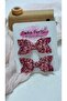 Pink Glittery Mini Bow 2-Piece Metal Clip Buckle - 2