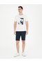 Navy Blue Slim Fit 100% Linen Elastic Waist Lace up Woven Shorts 50285713-Vr033