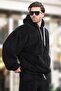 Black Pocket Detailed Fleece Men's Tracksuit Set E5961 - 3