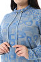 Women's Plus Size Blue Collar Eyelet Lace Detailed Raglan Sleeve Sweatshirt 65N38517 - 3