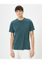 Crew Neck Washed Cotton T-Shirt - Slogan Embroidered, Short Sleeve - 3