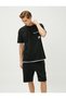 Zipper Pocket Shorts with Slogan Detail and Lace Waist Slim Fit - 2
