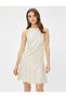 Halter Neckline Mini Sequined Evening Dress - 2