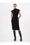Midi Dress Drape Neckline Waist Tie Detail - 2