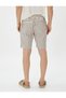 Linen Blend Shorts with Pocket Detail and Elastic Waist - 4