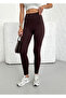 Women's Brown Corded Winter Fleece Gathering Leggings - 7