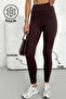 Women's Brown Corded Winter Fleece Gathering Leggings