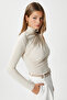 Women's Moon Gathered Light Beige Sandy Blouse - 3