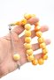 Printed Globe Cut Moire Orange Crimped Amber Efe Mascot Prayer Beads - 4