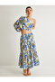 X Melis Ağazat - Floral One Shoulder Crop Blouse Asymmetrical Neckline Long Balloon Sleeve Cotton