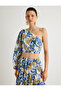 X Melis Ağazat - Floral One Shoulder Crop Blouse Asymmetrical Neckline Long Balloon Sleeve Cotton - 3