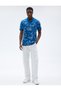 Polo Neck T-Shirt Floral Slim Fit Buttoned Short Sleeve - 2