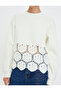 Crochet Detailed Sweatshirt Crew Neck Long Sleeve - 5