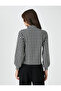 Houndstooth Patterned Stand Collar Sweater - 4