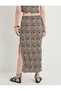 Leopard Patterned Skirt Slit Detailed Midi Length Standard Waist - 4