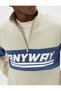Half Zipper Sweatshirt Stand Collar Slogan Printed Color Blocked - 5