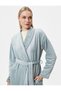Fleece Dressing Gown Long Waist Belted Pocket - 2