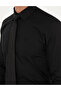 Black 100% Cotton Shiny Satin Slim Fit Long Sleeve Basic Shirt 50292520-Vr046 - 7