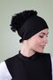 Black Back Tied Hijab Bonnet Viscose Fabric Ruffle Bonnet 1006_01