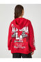 Oversized Sweatshirt with Zipper at the Back, Printed Long Sleeves, Fleece Lining Inside - 4
