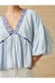 Embroidery Detailed Blouse V-Neck Balloon Sleeve - 5
